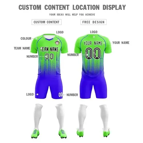 KXK Custom Soccer Jersey Personalized Soccer Practice Uniform Printed Name Number Logo for Adult Kids - 3