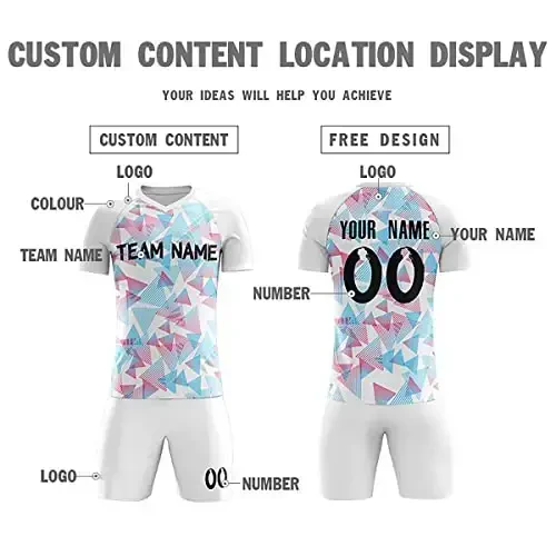 KXK Custom Soccer Jerseys Shorts Personalized Printed Name Number Logo,V-Neck Short Sleeve Uniform for Men/Women/Boy - 4