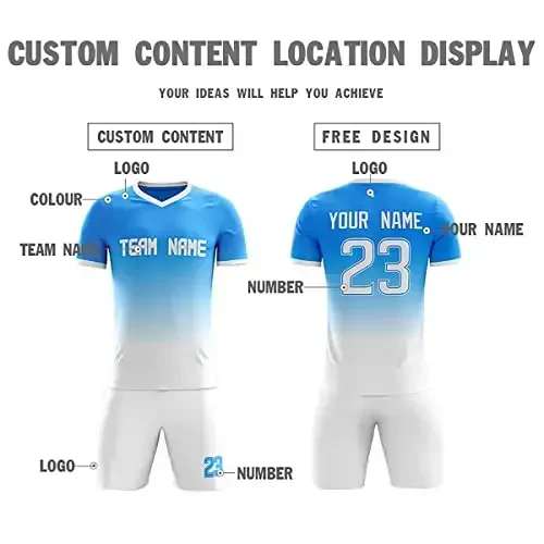 KXK Custom Soccer Jerseys Shorts Personalized Printed Name Number Logo,V-Neck Short Sleeve Uniform for Men/Women/Boy - 3