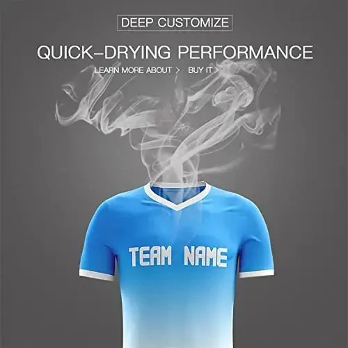 KXK Custom Soccer Jerseys Shorts Personalized Printed Name Number Logo,V-Neck Short Sleeve Uniform for Men/Women/Boy - 4