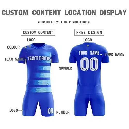 KXK Custom Soccer Jerseys Shorts Personalized Printed Name Number Logo,V-Neck Short Sleeve Uniform for Men/Women/Boy - 3