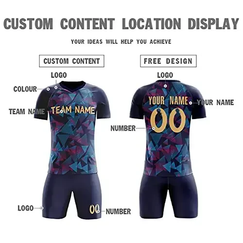 KXK Custom Soccer Jerseys Shorts Personalized Printed Name Number Logo,V-Neck Short Sleeve Uniform for Men/Women/Boy - 3
