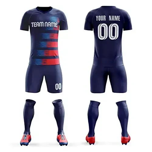 KXK Custom Soccer Jerseys Shorts Personalized Printed Name Number Logo,V-Neck Short Sleeve Uniform for Men/Women/Boy 