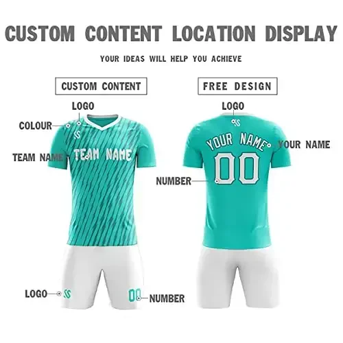KXK Custom Soccer Jerseys Shorts Personalized Printed Name Number Logo,V-Neck Short Sleeve Uniform for Men/Women/Boy - 3