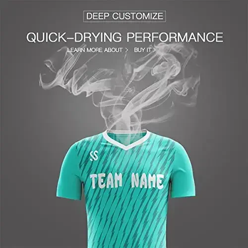 KXK Custom Soccer Jerseys Shorts Personalized Printed Name Number Logo,V-Neck Short Sleeve Uniform for Men/Women/Boy - 4