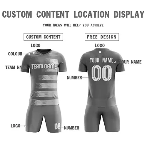 KXK Custom Soccer Jerseys Shorts Personalized Printed Name Number Logo,V-Neck Short Sleeve Uniform for Men/Women/Boy - 3