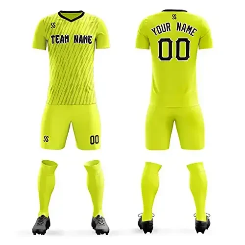 KXK Custom Soccer Jerseys Shorts Personalized Printed Name Number Logo,V-Neck Short Sleeve Uniform for Men/Women/Boy 