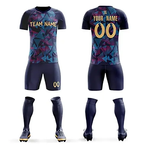 KXK Custom Soccer Jerseys Shorts Shaxsiylashtirilgan Chop etilgan Ism Raqami Logotipi, Erkaklar/Ayollar/O'g'il bolalar uchun V-bo'yinli Qisqa Qisma Forma 
