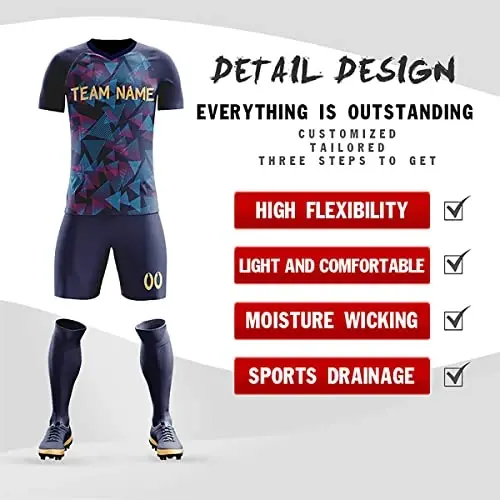 KXK Custom Soccer Jerseys Shorts Shaxsiylashtirilgan Chop etilgan Ism Raqami Logotipi, Erkaklar/Ayollar/O'g'il bolalar uchun V-bo'yinli Qisqa Qisma Forma - KXK (1)