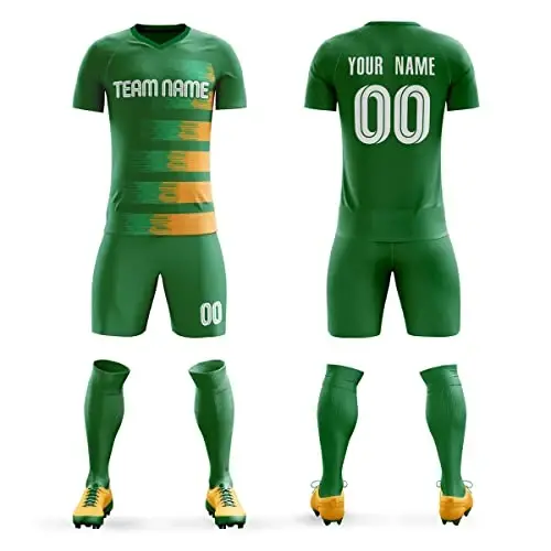 KXK Maxsus futbol formasi shortiklari Shaxsiylashtirilgan bosma ism raqami logotipi, erkaklar/ayollar/bolalar uchun V-bo'yinli qisqa yengli forma - KXK