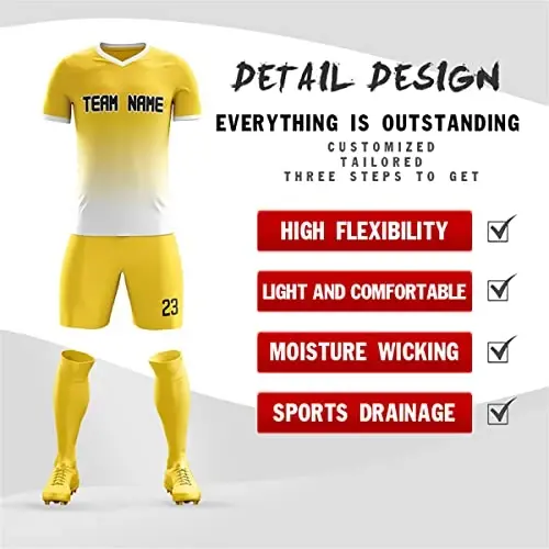 KXK Maxsus futbolkalari shortilari Shaxsiy bosma ism raqami logotipi, erkaklar/ayollar/bolalar uchun V-bo'yinli qisqa yengli forma - 2