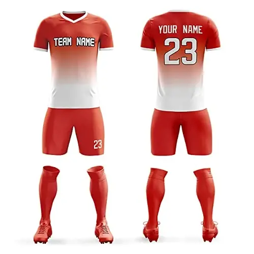 KXK Maxsus futbolkalari shortilari Shaxsiy bosma ism raqami logotipi, erkaklar/ayollar/bolalar uchun V-bo'yinli qisqa yengli forma 