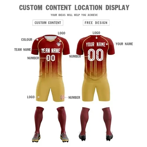 KXK moslashtirilgan futbol formasi Kattalar bolalari uchun futbol mashg'ulotlari uchun shaxsiy futbol formasi Ism raqami logotipi bosilgan - 3