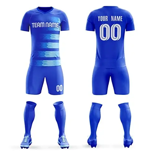 KXK moslashtirilgan futbol formasi shortiklari Shaxsiy bosma ism raqami logotipi, erkaklar/ayollar/bolalar uchun V-bo'yinli qisqa yengli forma - KXK