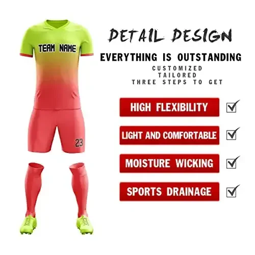 KXK moslashtirilgan futbolkalari shortilari Shaxsiy bosma ism raqami logotipi, erkaklar/ayollar/bolalar uchun V-bo'yinli qisqa yengli forma - 2