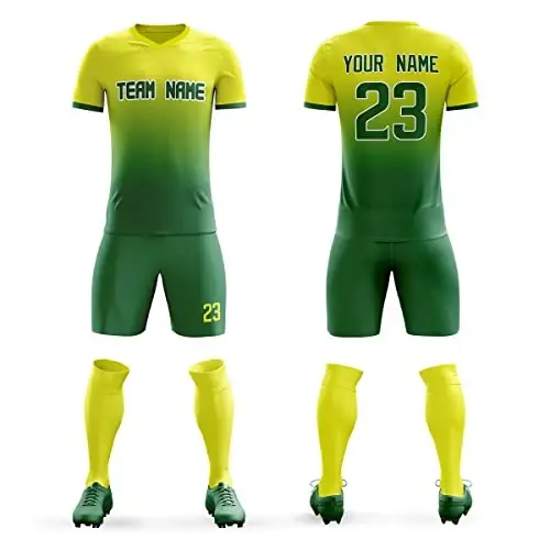 KXK Custom Soccer Jerseys Shorts Personalized Printed Name Number Logo,V-Neck Short Sleeve Uniform for Men/Women/Boy - 1