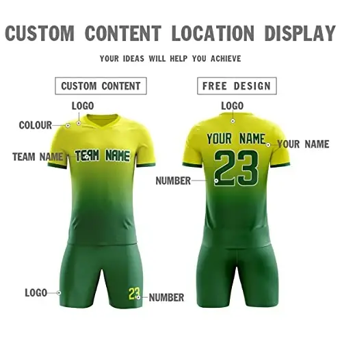 KXK Custom Soccer Jerseys Shorts Personalized Printed Name Number Logo,V-Neck Short Sleeve Uniform for Men/Women/Boy - 2