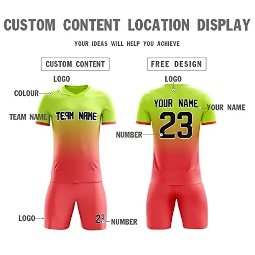 KXK Custom Soccer Jerseys Shorts Personalized Printed Name Number Logo,V-Neck Short Sleeve Uniform for Men/Women/Boy - 3