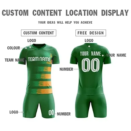 KXK Custom Soccer Jerseys Shorts Personalized Printed Name Number Logo,V-Neck Short Sleeve Uniform for Men/Women/Boy - 3