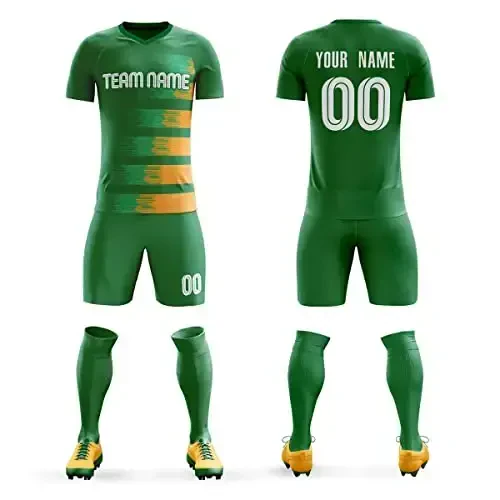 KXK Custom Soccer Jerseys Shorts Personalized Printed Name Number Logo,V-Neck Short Sleeve Uniform for Men/Women/Boy 