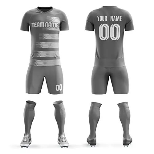 KXK Custom Soccer Jerseys Shorts Personalized Printed Name Number Logo,V-Neck Short Sleeve Uniform for Men/Women/Boy - 1