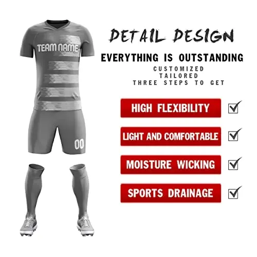 KXK Custom Soccer Jerseys Shorts Personalized Printed Name Number Logo,V-Neck Short Sleeve Uniform for Men/Women/Boy - 2