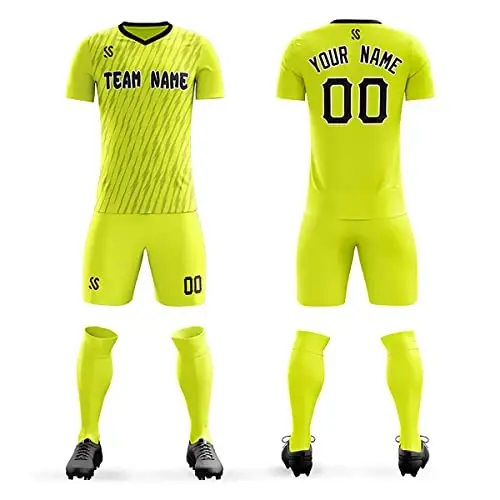 KXK Custom Soccer Jerseys Shorts Personalized Printed Name Number Logo,V-Neck Short Sleeve Uniform for Men/Women/Boy - 1
