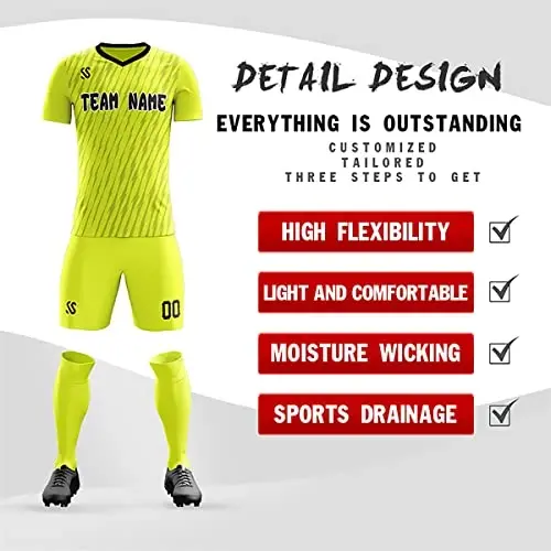 KXK Custom Soccer Jerseys Shorts Personalized Printed Name Number Logo,V-Neck Short Sleeve Uniform for Men/Women/Boy - KXK (1)