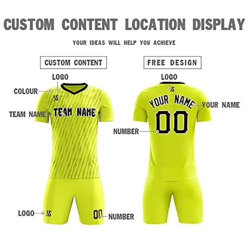 KXK Custom Soccer Jerseys Shorts Personalized Printed Name Number Logo,V-Neck Short Sleeve Uniform for Men/Women/Boy - 3