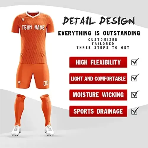 KXK Custom Soccer Jerseys Shorts Personalized Printed Name Number Logo,V-Neck Short Sleeve Uniform for Men/Women/Boy - 2