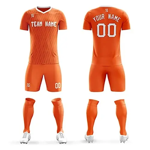 KXK Custom Soccer Jerseys Shorts Personalized Printed Name Number Logo,V-Neck Short Sleeve Uniform for Men/Women/Boy - 1
