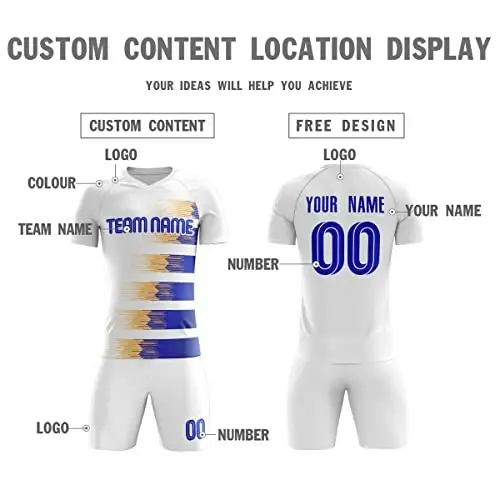 KXK Custom Soccer Jerseys Shorts Personalized Printed Name Number Logo,V-Neck Short Sleeve Uniform for Men/Women/Boy - 3