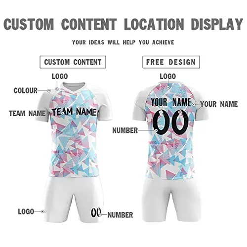 KXK Custom Soccer Jerseys Shorts Personalized Printed Name Number Logo,V-Neck Short Sleeve Uniform for Men/Women/Boy - 4