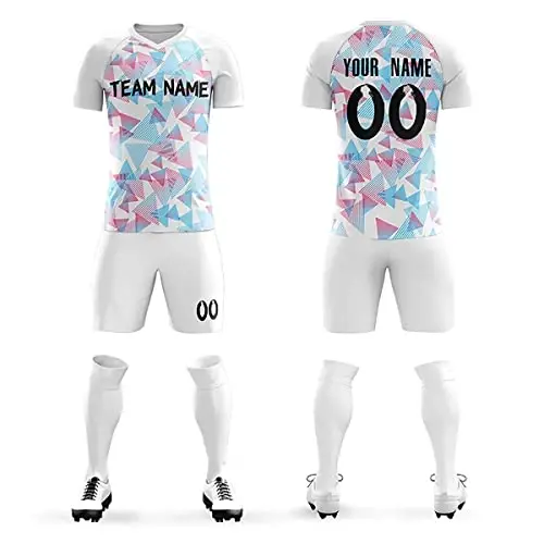 KXK Custom Soccer Jerseys Shorts Personalized Printed Name Number Logo,V-Neck Short Sleeve Uniform for Men/Women/Boy - 2