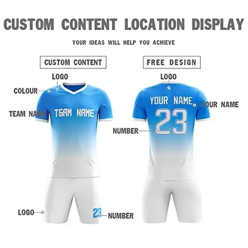 KXK Custom Soccer Jerseys Shorts Personalized Printed Name Number Logo,V-Neck Short Sleeve Uniform for Men/Women/Boy - 3