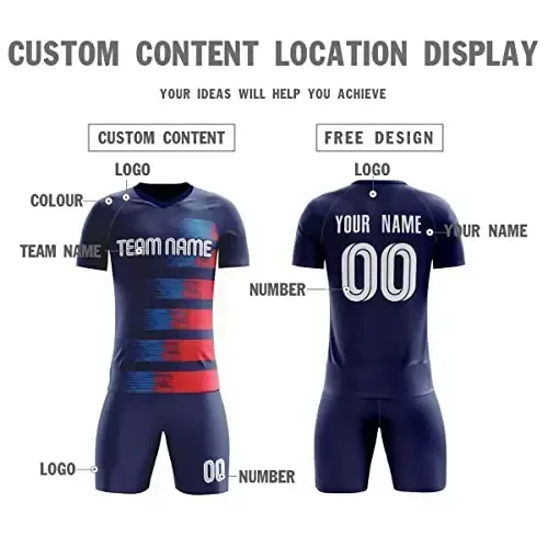 KXK Custom Soccer Jerseys Shorts Personalized Printed Name Number Logo,V-Neck Short Sleeve Uniform for Men/Women/Boy - 3