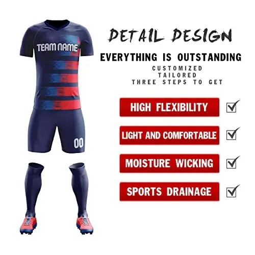 KXK Custom Soccer Jerseys Shorts Personalized Printed Name Number Logo,V-Neck Short Sleeve Uniform for Men/Women/Boy - 2
