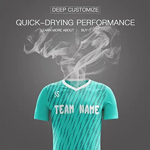 KXK Custom Soccer Jerseys Shorts Personalized Printed Name Number Logo,V-Neck Short Sleeve Uniform for Men/Women/Boy - 4