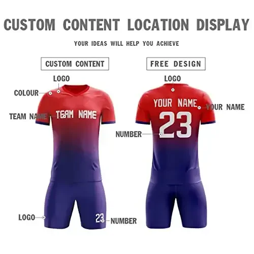 KXK Custom Soccer Jerseys Shorts Personalized Printed Name Number Logo,V-Neck Short Sleeve Uniform for Men/Women/Boy - 3
