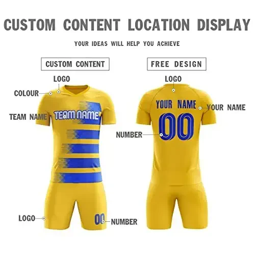 KXK Custom Soccer Jerseys Shorts Personalized Printed Name Number Logo,V-Neck Short Sleeve Uniform for Men/Women/Boy - 3