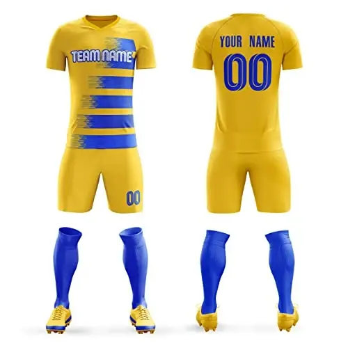 KXK Custom Soccer Jerseys Shorts Personalized Printed Name Number Logo,V-Neck Short Sleeve Uniform for Men/Women/Boy - 1