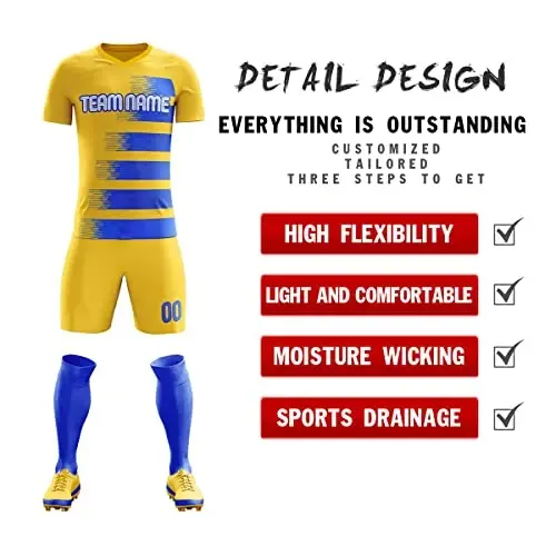KXK Custom Soccer Jerseys Shorts Personalized Printed Name Number Logo,V-Neck Short Sleeve Uniform for Men/Women/Boy - 2