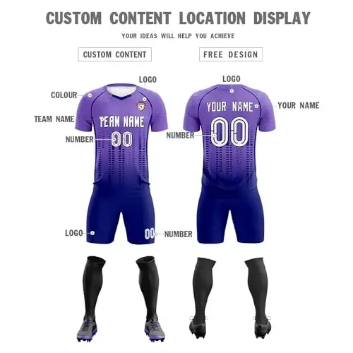 KXK Custom Soccer Jersey Personalized Soccer Practice Uniform Printed Name Number Logo for Adult Kids - 3