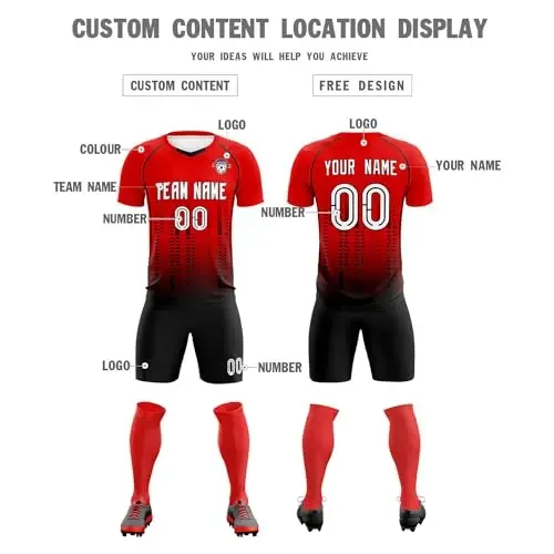 KXK Custom Soccer Jersey Personalized Soccer Practice Uniform Printed Name Number Logo for Adult Kids - 3