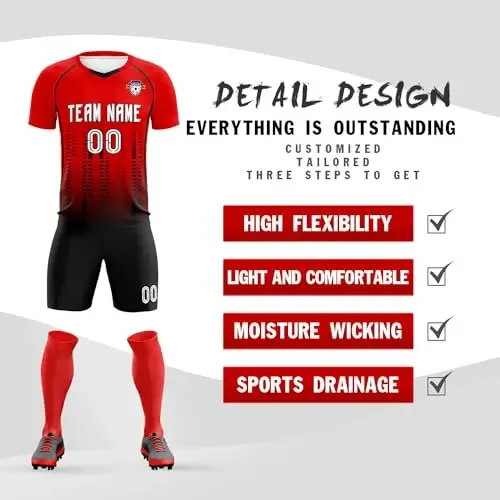 KXK Custom Soccer Jersey Personalized Soccer Practice Uniform Printed Name Number Logo for Adult Kids - KXK (1)