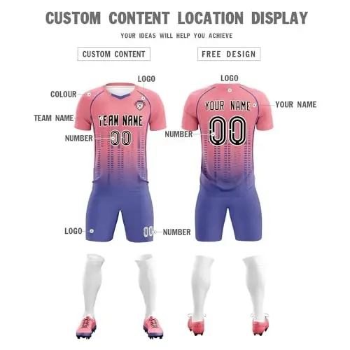 KXK Custom Soccer Jersey Personalized Soccer Practice Uniform Printed Name Number Logo for Adult Kids - 3