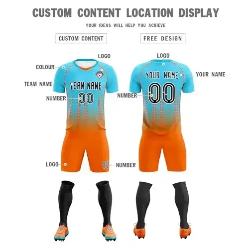 KXK Custom Soccer Jersey Personalized Soccer Practice Uniform Printed Name Number Logo for Adult Kids - 3