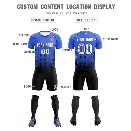 KXK Custom Soccer Jersey Personalized Soccer Practice Uniform Printed Name Number Logo for Adult Kids - 3