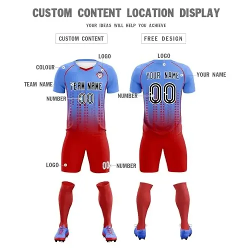 KXK Custom Soccer Jersey Personalized Soccer Practice Uniform Printed Name Number Logo for Adult Kids - 3
