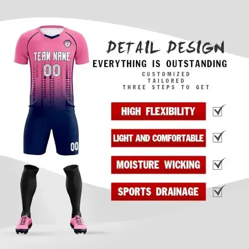 KXK Custom Soccer Jersey Personalized Soccer Practice Uniform Printed Name Number Logo for Adult Kids - 2